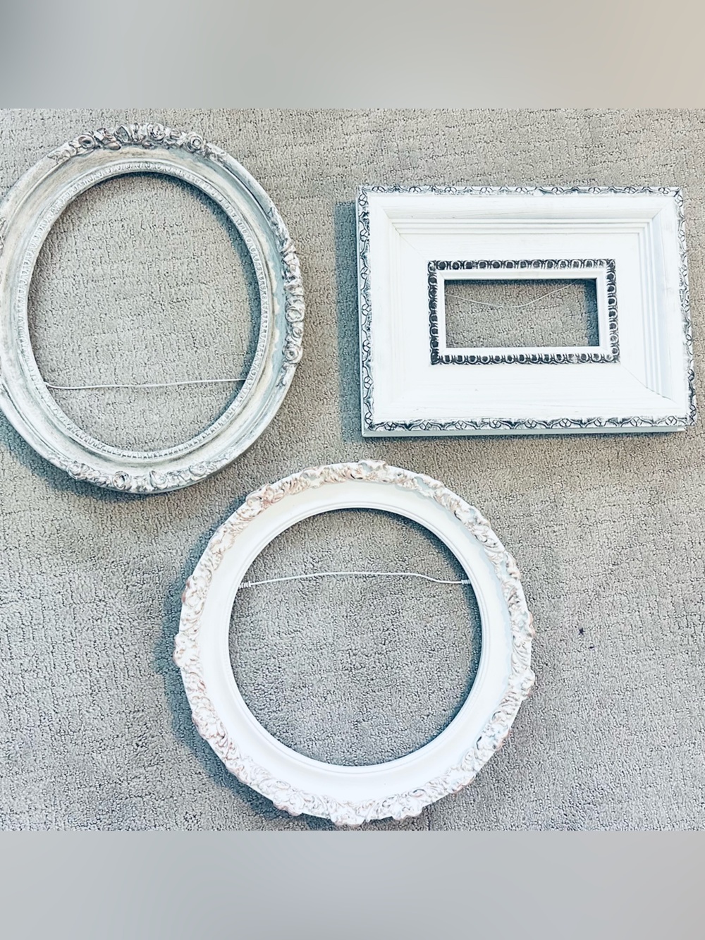 Set of 3 Vintage Style Decorative Wall Frames | Oval & Rectangle Shabby Chic